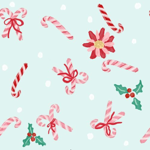 Lindsay Anne - Ditsy Candy Cane Mint Pink
