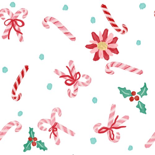 Lindsay Anne - Ditsy Candy Cane White Pink