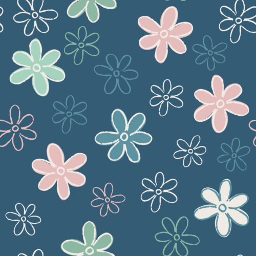 Juniper Row - Doodle Flowers In Navy