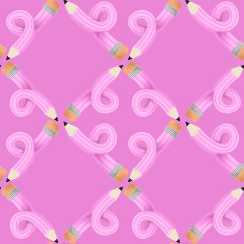 Doodle Pencil Geo In Pop Of Pink