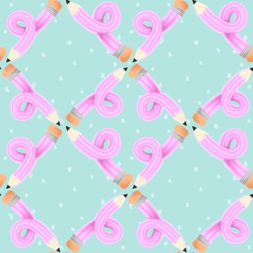 Doodle Pencil Geometric In Aqua