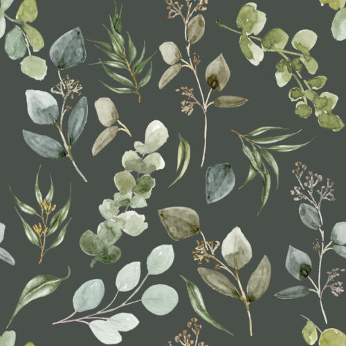 Hip Kid Design - Earth Tone Eucalyptus on Olive Gray
