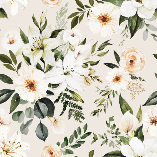 Hip Kid Design - Easter Spring Lilies Floral on Pearl Bush