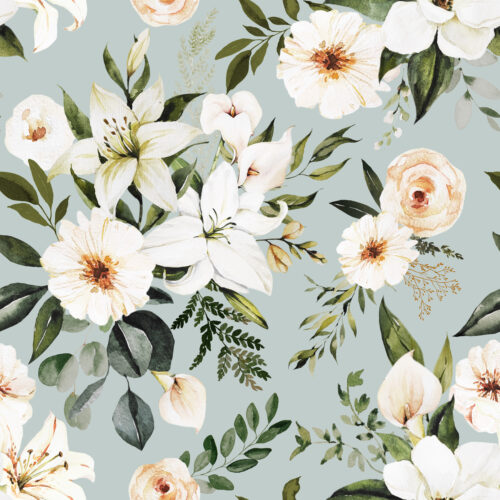 Hip Kid Design - Easter Spring Lilies Floral on Powder Ash