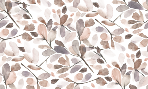 Sara Swanson - Faded Watercolor Leaves Neutral Tan