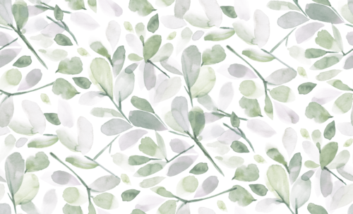 Sara Swanson - Faded Watercolor Leaves Spring Green