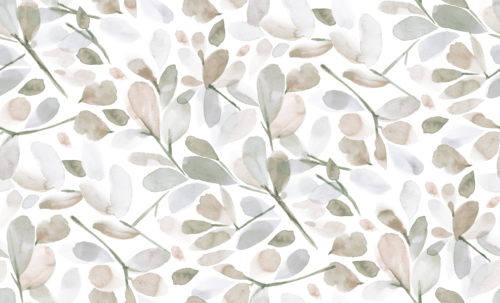 Sara Swanson - Faded Watercolor Leaves Warm Grey