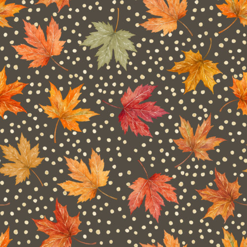 Hip Kid Design - Fall Maple Leaves Watercolor on Charcoal