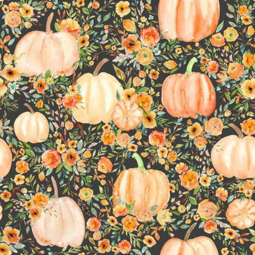 Hip Kid Design - Fall Pumpkin Forest on Charcoal Black