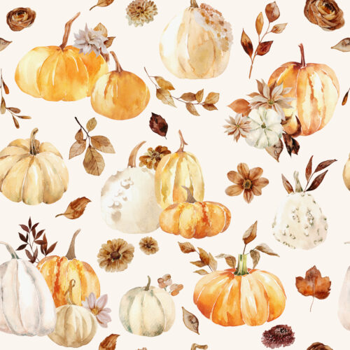 Hip Kid Design - Fall Pumpkin Vintage Florals on Bone