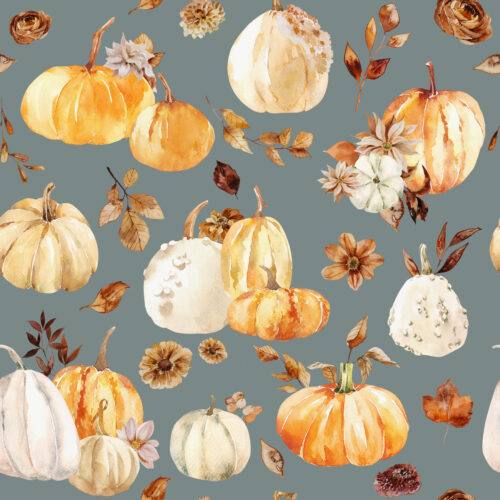 Hip Kid Design - Fall Pumpkin Vintage Florals on Juniper