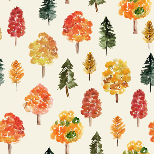 Hip Kid Design - Fall Trees on Ecru White
