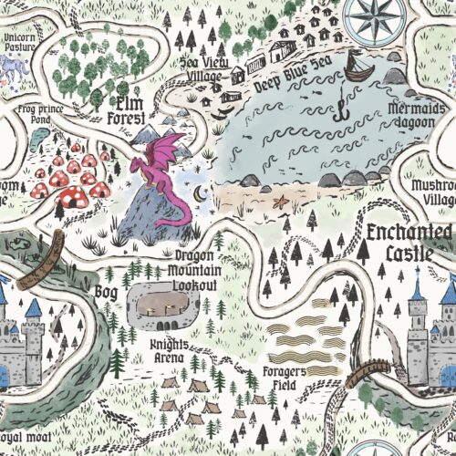 Lindsay Anne - Fantasy Map With Pink Dragon