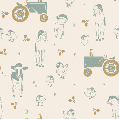 Farm Animal Christmas Party Dusty Denim