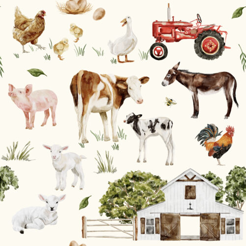 Hip Kid Design - Farm Animal Friends on Cream
