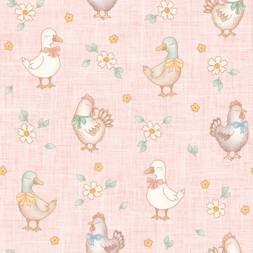 Krystal Winn - Farmyard Chickens And Ducks Floral Petal