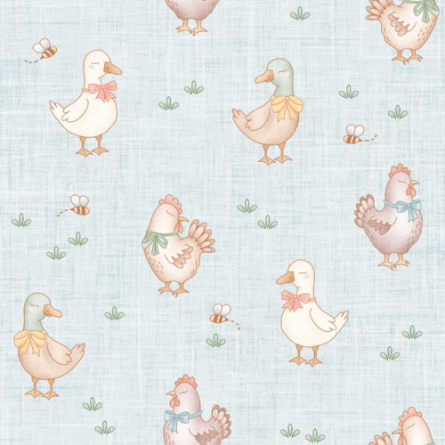 Krystal Winn - Farmyard Ducks And Chickens Sky