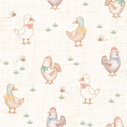 Krystal Winn - Farmyard Ducks And Chickens White