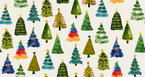 Hip Kid Design - Festive Christmas Trees on Satin Linen