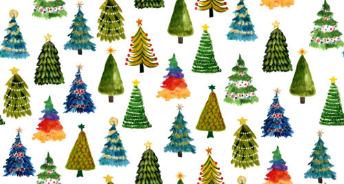 Hip Kid Design - Festive Christmas Trees on White