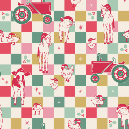 Festive Farm Checker Bright