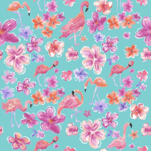 Lindsay Anne - Flamingo Blooms Oasis Turquoise