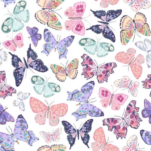 Lindsay Anne - Floral Butterflies White