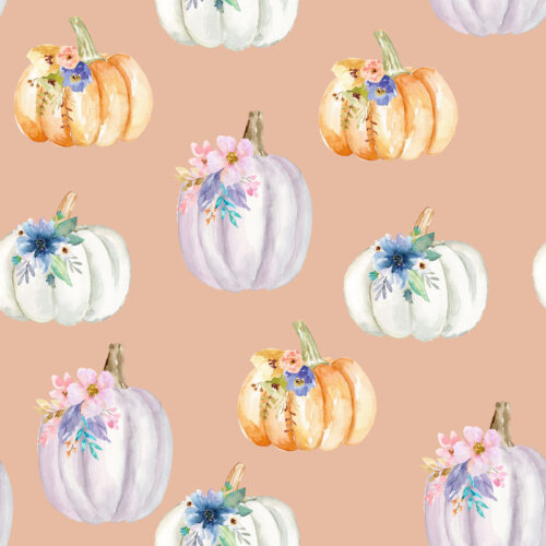 Hip Kid Design - Floral Pumpkins on Rose Peach