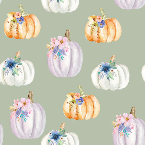 Hip Kid Design - Floral Pumpkins on Sage