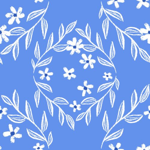Lindsay Anne - Floral Geometric Lemon Vine Blue