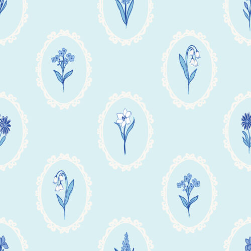 Vivie & Ash - Framed Wildflower Blues On Light Blue