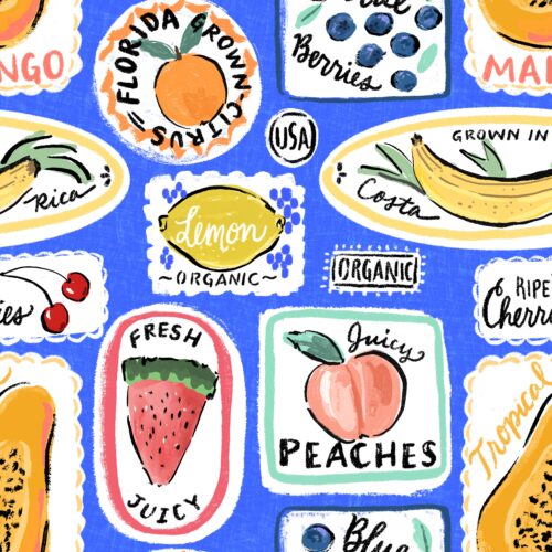 Lindsay Anne - Fruit Labels Cobalt