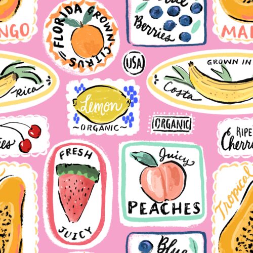 Lindsay Anne - Fruit Labels Pink