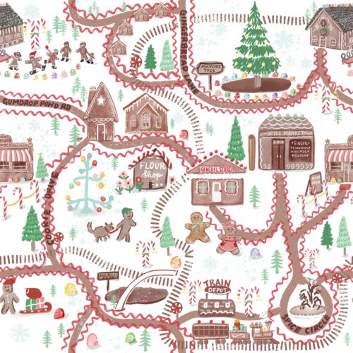 Lindsay Anne - Gingerbread Town White Cinnamon Roads