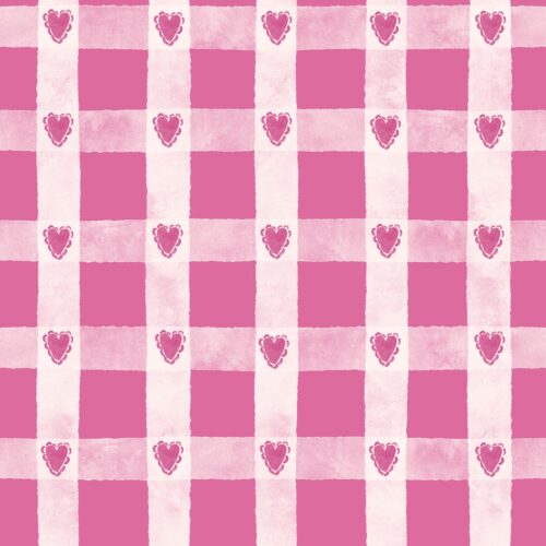 Ginghamwithheartbubblegumpink