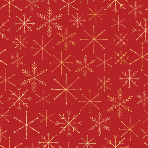 Seamless Gal - Gold Snowflakes On Christmas Red