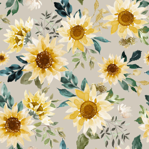 Hip Kid Design - Golden Yellow Sunflowers on Swiss Coffee