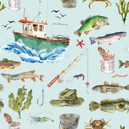 Hip Kid Design - Gone Fishing on Mystic Blue