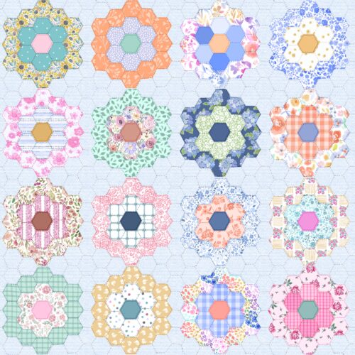 Lindsay Anne - Grandmas Garden Floral Quilt Lt Blue Twill