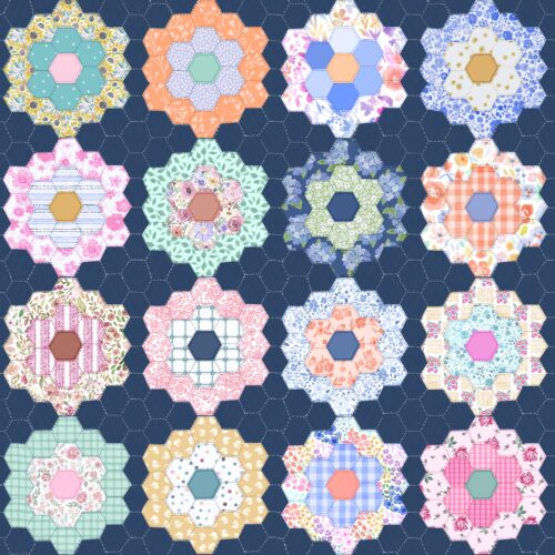 Lindsay Anne - Grandmas Garden Floral Quilt Navy