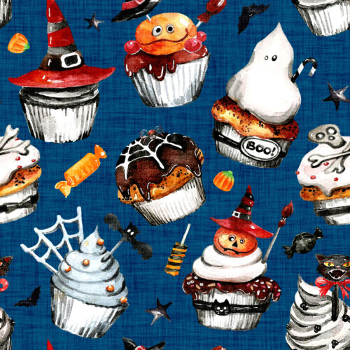 Hip Kid Design - Halloween Cupcakes on Blue