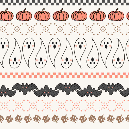 Vivie & Ash - Halloween Ghosts And Bats Fair Isle Orange And Black