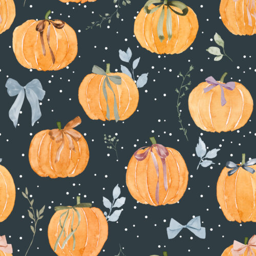 Hip Kid Design - Halloween Pumpkin and Bows on Spruce Navy