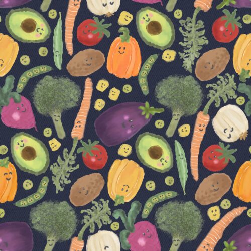 Lindsay Anne - Happy Veggies Navy Twill