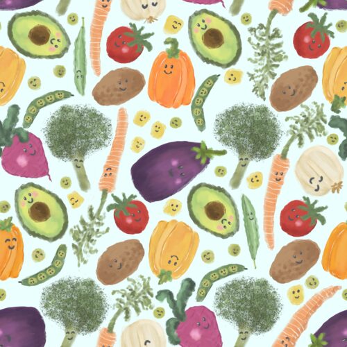 Lindsay Anne - Happy Veggies On Light Blue