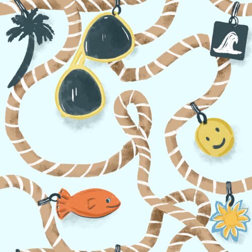 Lindsay Anne - Harbour Hang   Lt Blue Natural Lanyard Rope