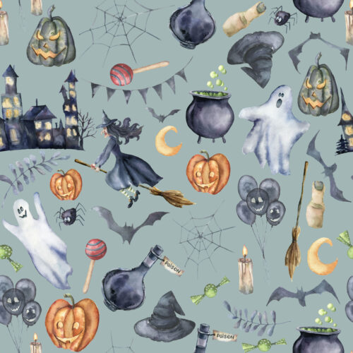 Hip Kid Design - Haunted House on Tower Gray Blue