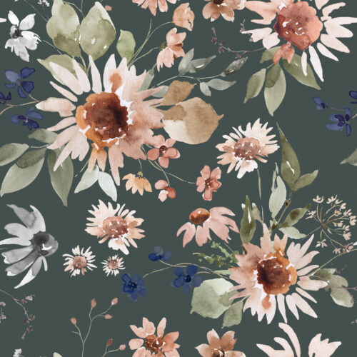 Hip Kid Design - Hazel Sunflower Floral on Olive