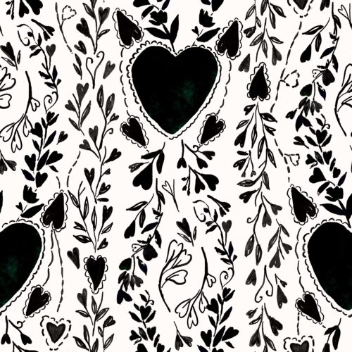Heart And Vine Black And Cream