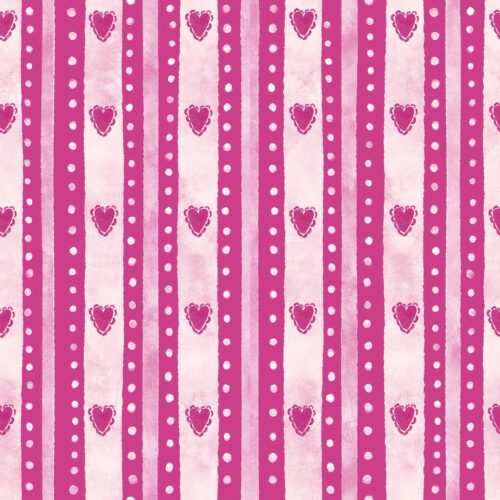 Heartanddotstripedarkpink
